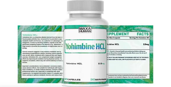 Yohimbine HCL (2.5mg) 60 Capsules – Alpha Receptor Fat Targeting Complex