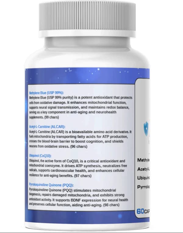 Methylene Blue (10mg) 60 Capsules – Mitochondrial Health & Brain Energy Formula